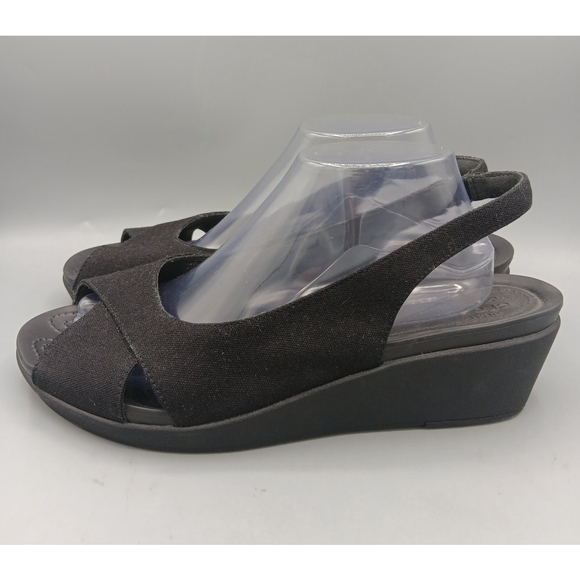 Crocs Leigh Ann Sling Back Wedge Heels Black Open Toe Size 11 Sandals 204948 - Picture 3 of 10